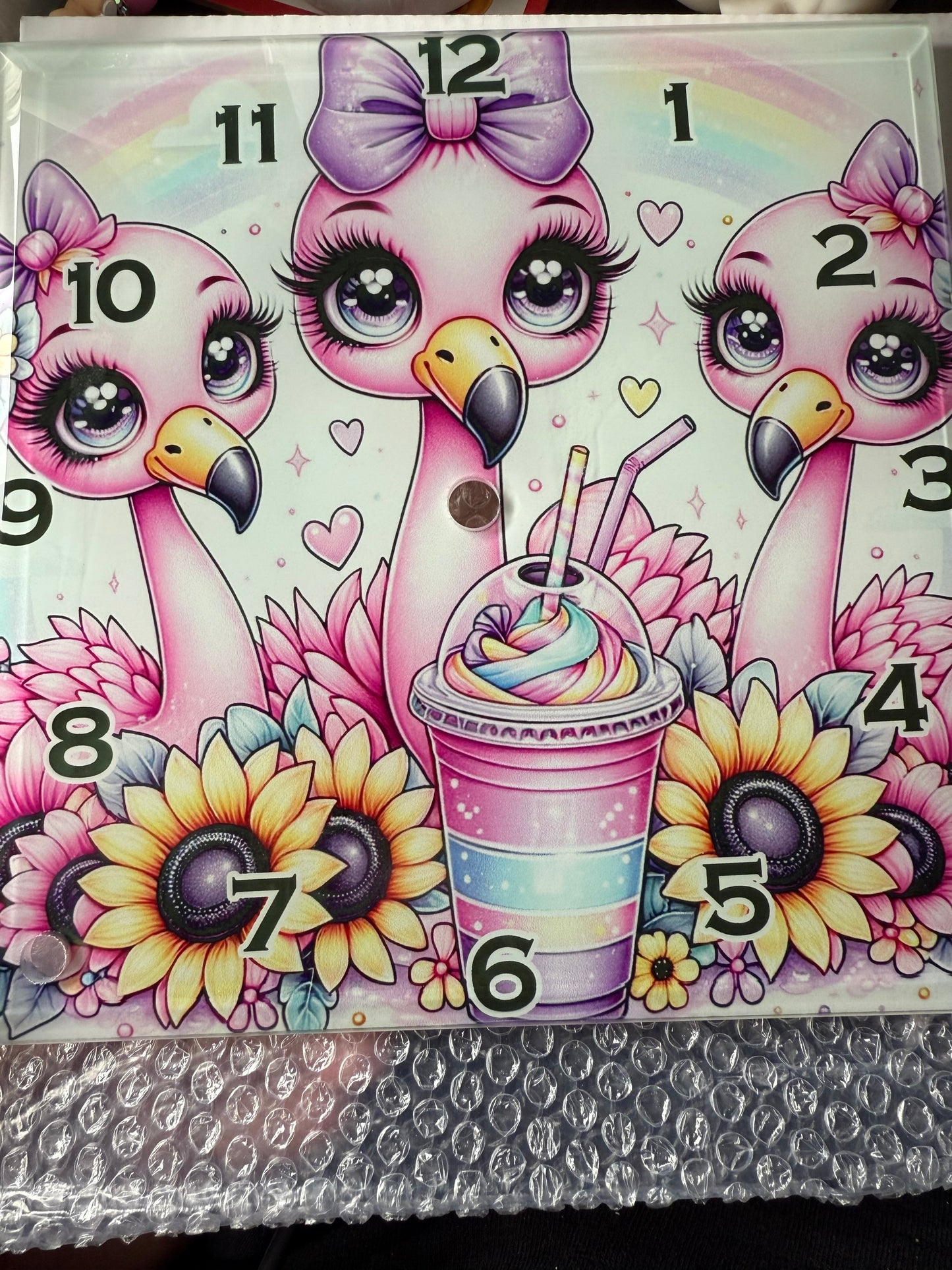 Flamingo Glass Clock
