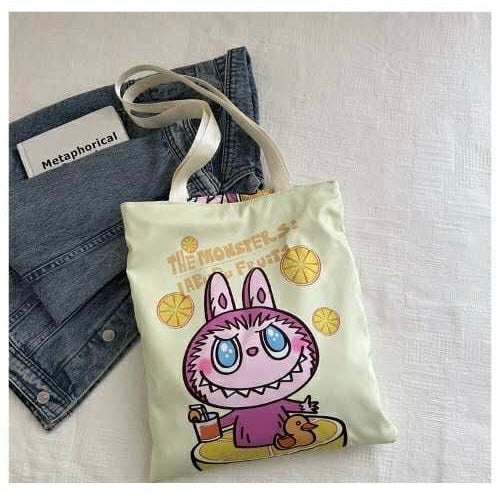 Labubu Light yellow tote bag