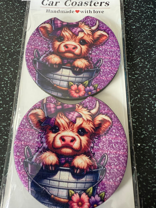 Highland cow car coaster