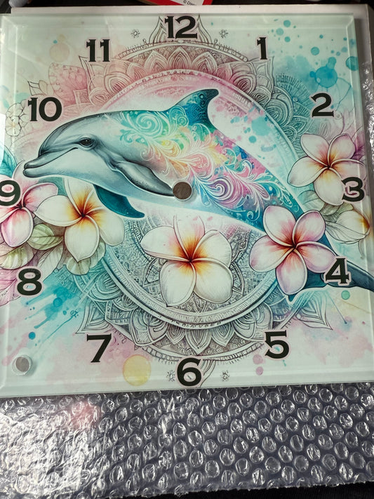 Dolphin glass clock