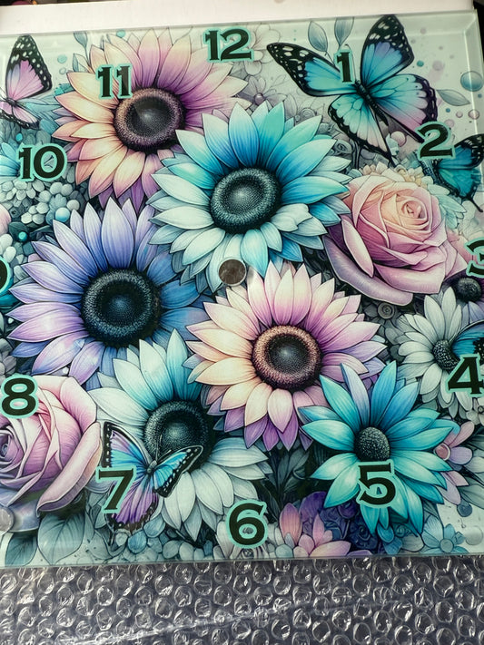 Flower Glass Clock