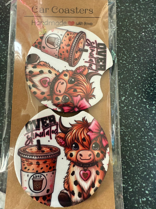 Over stimulated cow coasters