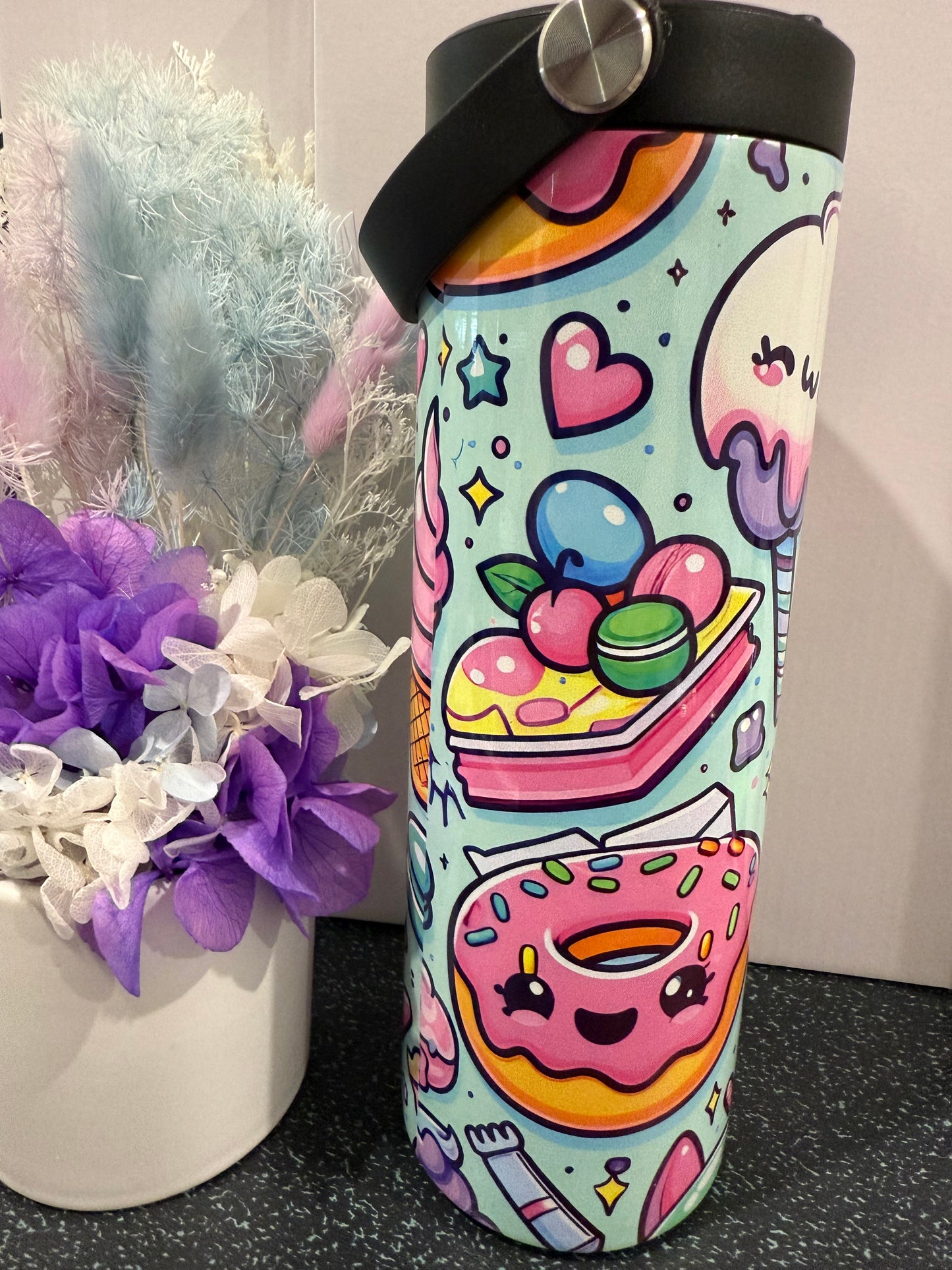 Donuts ice cream 20oz stainless steel tumbler with coffee lid and drink bottle