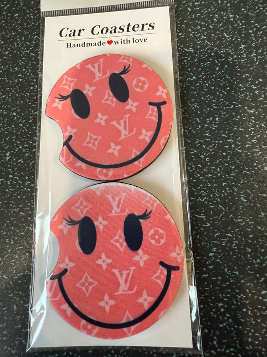 LV smiley car coaster